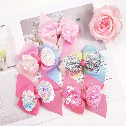 35 قطعة من مشابك شعر الحفلات للفتيات من Yxiang، 4.5 بوصة لامعة لامعة بالترتر، مشابك شعر التمساح، مشابك شعر من الحرير المضلع للفتيات الصغيرات في سن المراهقة (35 لونًا) in Kuwait