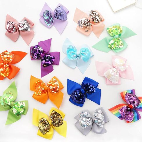 35 قطعة من مشابك شعر الحفلات للفتيات من Yxiang، 4.5 بوصة لامعة لامعة بالترتر، مشابك شعر التمساح، مشابك شعر من الحرير المضلع للفتيات الصغيرات في سن المراهقة (35 لونًا) in Kuwait