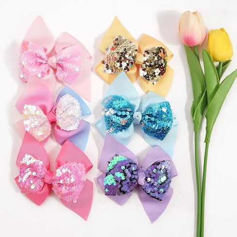 35 قطعة من مشابك شعر الحفلات للفتيات من Yxiang، 4.5 بوصة لامعة لامعة بالترتر، مشابك شعر التمساح، مشابك شعر من الحرير المضلع للفتيات الصغيرات في سن المراهقة (35 لونًا) in Kuwait