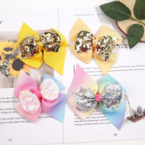 35 قطعة من مشابك شعر الحفلات للفتيات من Yxiang، 4.5 بوصة لامعة لامعة بالترتر، مشابك شعر التمساح، مشابك شعر من الحرير المضلع للفتيات الصغيرات في سن المراهقة (35 لونًا) in Kuwait