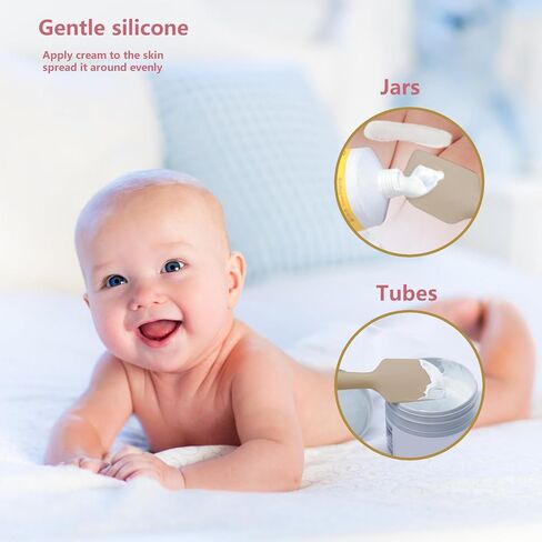 3-Pack Baby Diaper Cream Spatula - Baby Diaper Rash Cream Applicator for Butt Paste Diaper Cream - Diaper Cream Brush for Newborn Baby Essentials (grey, green, pink) in Saudi Arabia