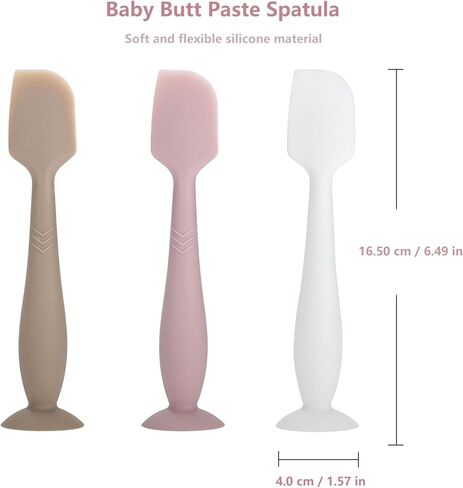 3-Pack Baby Diaper Cream Spatula - Baby Diaper Rash Cream Applicator for Butt Paste Diaper Cream - Diaper Cream Brush for Newborn Baby Essentials (grey, green, pink) in Saudi Arabia