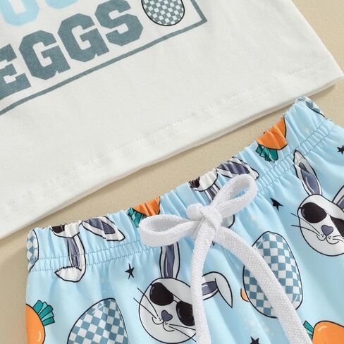 JLKGICF Toddler Baby Boy Easter Outfits Short Sleeve Tops + Bunny Egg Print Shorts Set Infant Summer Clothes in Kuwait