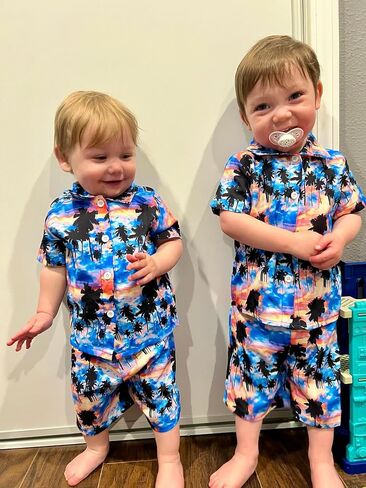 HIHA Toddler Baby Boy Hawaiian Outfit Short Sleeve Button Down Shirts Shorts Set in Kuwait