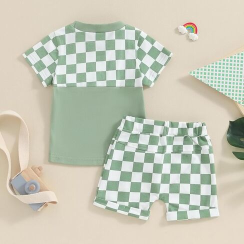 fhutpw Baby Toddler Boy Clothes Summer Outfits 6 12 18 24 Months Patchwork Short Sleeve T Shirt & Shorts Sets with Pockets in Saudi Arabia