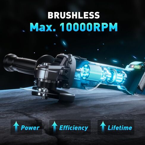 Cordless Angle Grinder Tool for Makita Battery(Tool Only), Avhrit 4-1/2" Brushless Power Angle Grinder 10,000RPM, Battery Angle Grinder w/3 Speed Control,Side Handle,Cutting Wheel for Mental Cutting in Kuwait