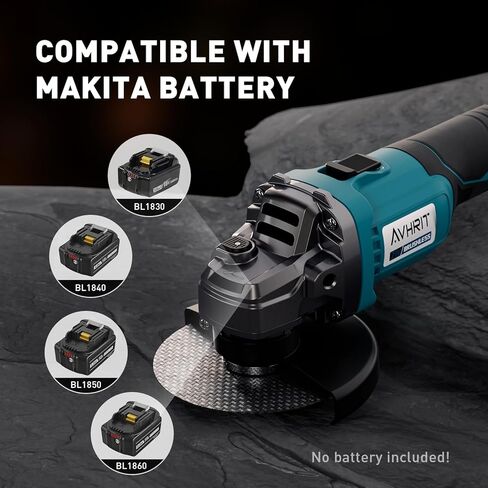 Cordless Angle Grinder Tool for Makita Battery(Tool Only), Avhrit 4-1/2" Brushless Power Angle Grinder 10,000RPM, Battery Angle Grinder w/3 Speed Control,Side Handle,Cutting Wheel for Mental Cutting in Kuwait