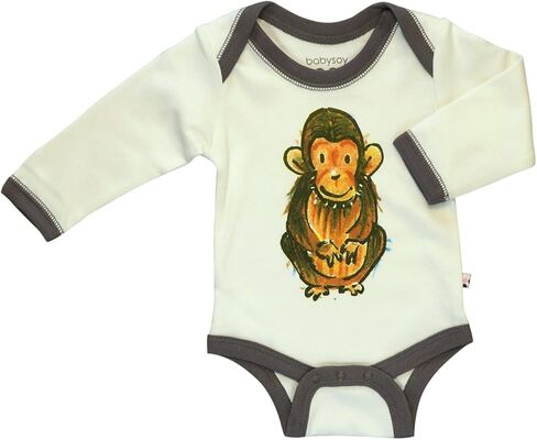 بدلة قطعة واحدة لحديثي الولادة بأكمام طويلة وطبعة حيوانات من Babysoy in Kuwait