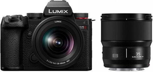 Panasonic LUMIX S5II Mirrorless Camera, 24.2MP Full Frame with Phase Hybrid AF, Active I.S. Technology, Unlimited Recording with 20-60mm F3.5-5.6 and 50mm F1.8 L Mount Lenses - DC-S5M2WK in Kuwait