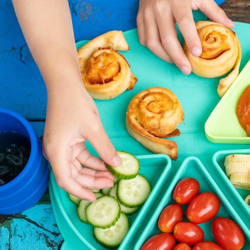 On-The-Go Snack Mat – Baby Silicone Travel Dining Placemat – Portable Silicone Toddler Plate – Reusable Snack Container with 3 Compartments and Lids for 6 Months + (Plum) in Kuwait