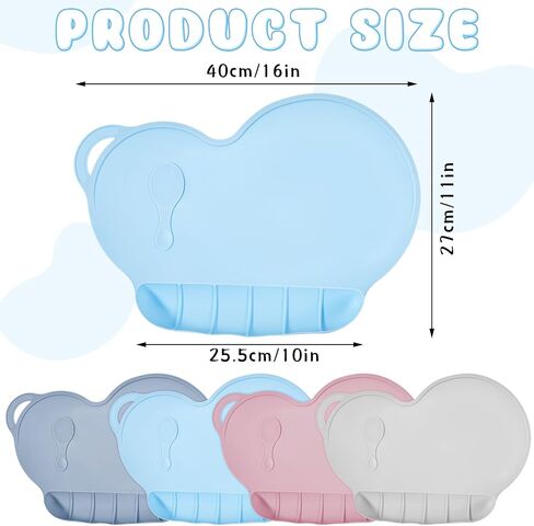 4 Pcs Silicone Placemats for Toddlers 16'' x 11'' x 10'' Non Slip Table Mat with Food Catching Pockets Baby Eating Mat Reusable Baby Place Mats Baby Suction Plate Mat for Home Use, 4 Colors in Saudi Arabia