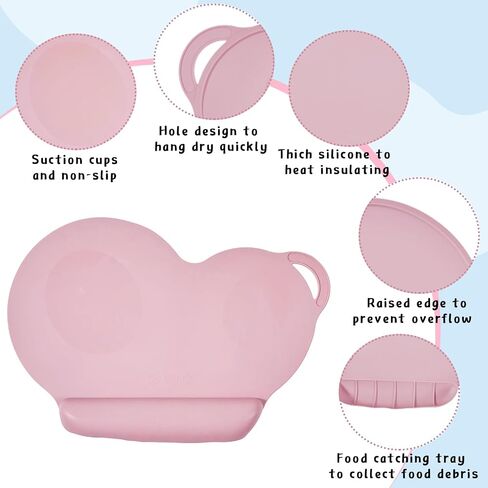 4 Pcs Silicone Placemats for Toddlers 16'' x 11'' x 10'' Non Slip Table Mat with Food Catching Pockets Baby Eating Mat Reusable Baby Place Mats Baby Suction Plate Mat for Home Use, 4 Colors in Saudi Arabia