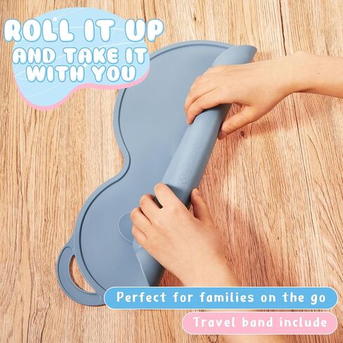 4 Pcs Silicone Placemats for Toddlers 16'' x 11'' x 10'' Non Slip Table Mat with Food Catching Pockets Baby Eating Mat Reusable Baby Place Mats Baby Suction Plate Mat for Home Use, 4 Colors in Saudi Arabia
