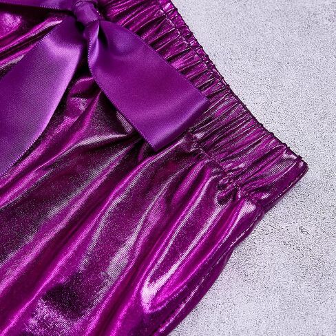 شورت CHENBAO للفتيات الصغيرات من جلد البولي يوريثان المعدني للفتيات الصغيرات، سراويل قصيرة للهالوين مع ربطات شعر الخفاش in Kuwait