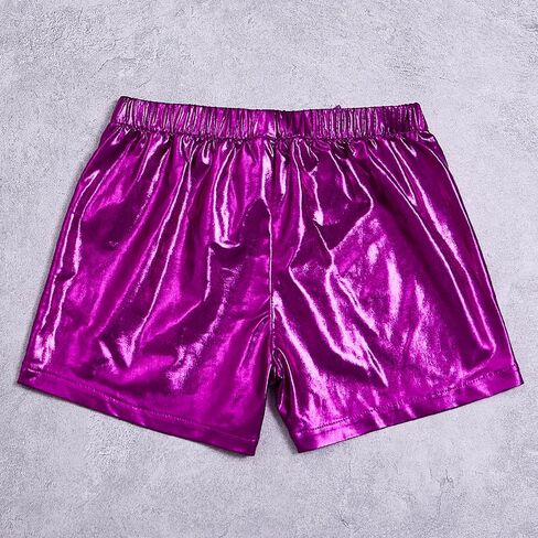 شورت CHENBAO للفتيات الصغيرات من جلد البولي يوريثان المعدني للفتيات الصغيرات، سراويل قصيرة للهالوين مع ربطات شعر الخفاش in Kuwait