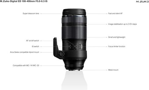 عدسة Olympus M.Zuiko Digital ED مقاس 100-400 مم ببعد بؤري F5.0-6.3 (متجددة) in Saudi Arabia