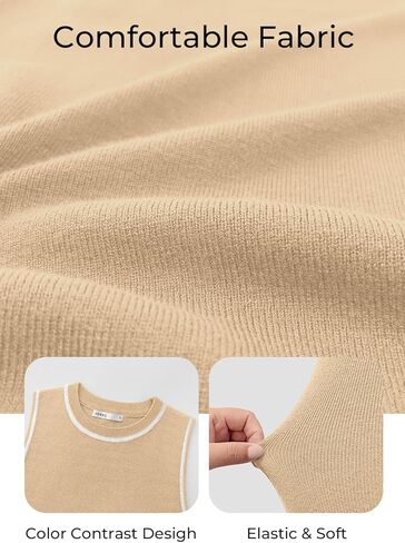 فستان MIHOLL نسائي مضلع متوسط ​​الطول بياقة دائرية بدون أكمام، فساتين صيفية كاجوال in Kuwait