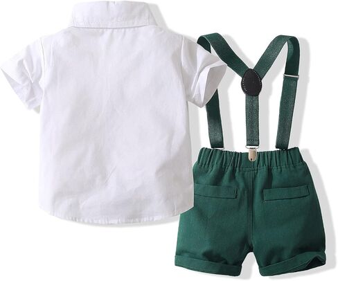 مجموعة ملابس CIYCUIT للأطفال الأولاد - قميص ربطة عنق مع شورت الحمالات - زي مثالي لحفلات الزفاف in Kuwait
