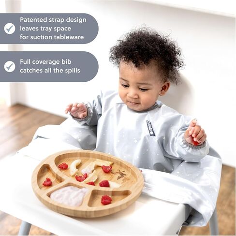 BIBaDO Long Sleeve Coverall Bib – Babies & Toddlers 6-36. Mess Proof Baby Feeding Bib Attaches To Highchairs, Pushchairs, Tables. 100% Waterproof, Machine Washable in Saudi Arabia