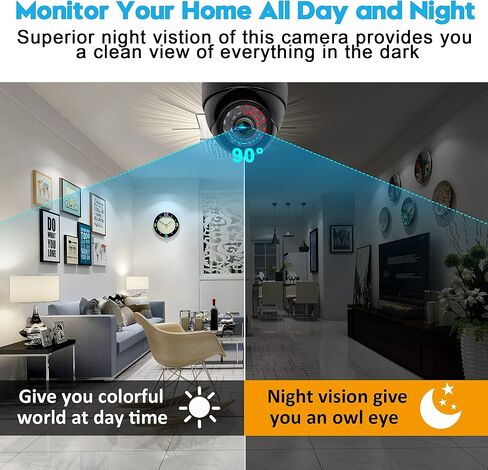 كاميرا مراقبة على شكل قبة USB بدقة 2 ميجابكسل للمراقبة ليلاً ونهارًا ومقاومة للطقس، كاميرا CCTV بدقة 1080 بكسل تعمل مع كشف الحركة المنزلية الذكية لمراقبة الأطفال والحيوانات الأليفة، رؤية قريبة تصل إلى 80 قدمًا in Kuwait