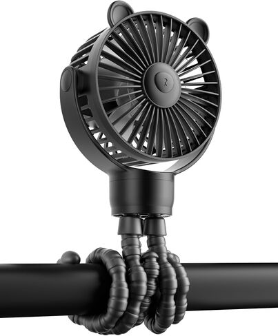 GOTOTO Baby Stroller Fan, Rechargeable Portable Fan with 2000 mAh Battery Operated,3 Wind Speed,360-Degree Rotation,Ultra-Low Noise Level,Safe mini fan for your baby in Saudi Arabia