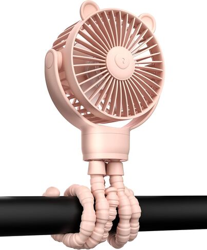 GOTOTO Baby Stroller Fan, Rechargeable Portable Fan with 2000 mAh Battery Operated,3 Wind Speed,360-Degree Rotation,Ultra-Low Noise Level,Safe mini fan for your baby in Saudi Arabia