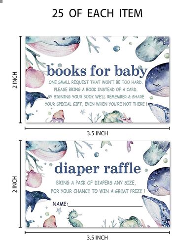 مجموعة دعوة استحمام الطفل، كتب للطفل، شكرًا لك، سحب الحفاضات، املأ بطاقات الدعوات، كل تصميم 25 بطاقة ومظروف (إجمالي 100 بطاقة) – (bb015-taozhuang) in Kuwait