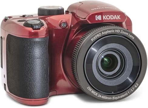 KODAK PIXPRO AZ255-RD 16MP Digital Camera 25X Optical Zoom 24mm Wide Angle Lens Optical Image Stabilization 1080P Full HD Video 3" LCD Vlogging Camera, with Bag & 32GB SD Card + Card Reader in Saudi Arabia