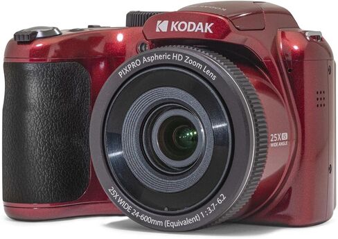 KODAK PIXPRO AZ255-RD 16MP Digital Camera 25X Optical Zoom 24mm Wide Angle Lens Optical Image Stabilization 1080P Full HD Video 3" LCD Vlogging Camera, with Bag & 32GB SD Card + Card Reader in Saudi Arabia