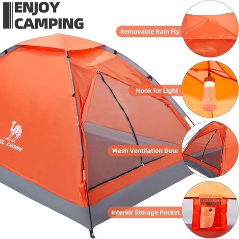 CAMEL CROWN 2/3/4 Person Camping Tent with Removable Rain Fly, Easy Setup Outdoor Tents Water Resistant Lightweight Portable for Family Backpacking Camping Hiking Traveling in Saudi Arabia