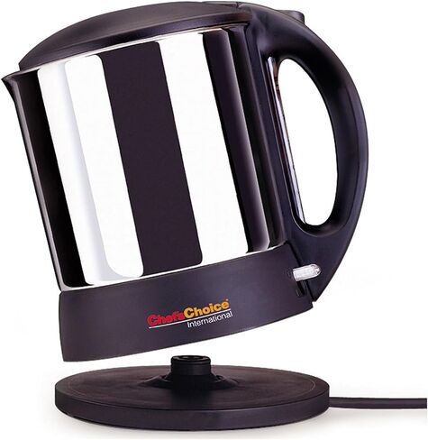 وعاء تسخين كهربائي لاسلكي من Chef'sChoice، سهل الصب، خفيف الوزن 1500 واط وأسرع من الميكروويف، لا يوجد تراكم معدني مع عنصر تسخين مخفي، 1.6 لتر، فضي in Kuwait