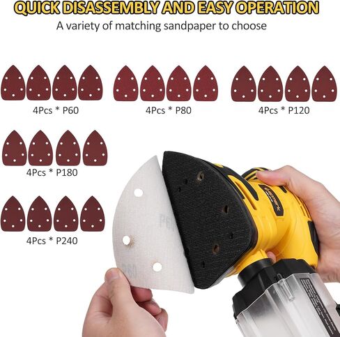 ماكينة صنفرة كهربائية، ماكينة صنفرة تفاصيل 220 وات 13000 OPM ماكينة سنفرة كهربائية مدمجة مع مجمع غبار 1.6 أمبير، ماكينة سنفرة كهربائية مع 20 قطعة من ورق الصنفرة وصندوق غبار شفاف للمساحات الضيقة لأعمال النجارة in Kuwait