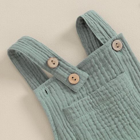 Infant Baby Boy Girl Romper Bodysuit Cotton Linen Suspender Overalls Solid Sleeveless Square Neck Summer Outfits in Kuwait