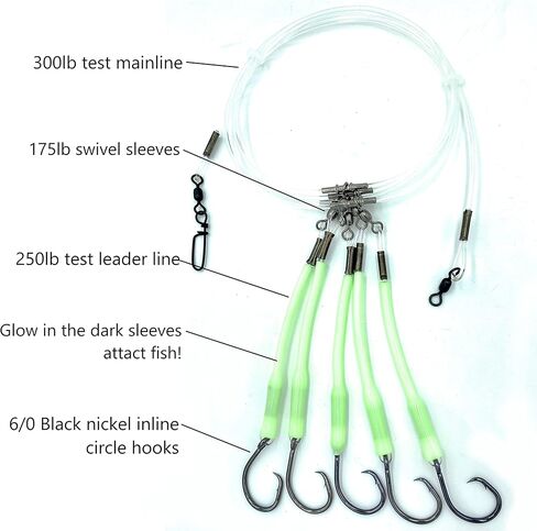 حزمة Deep Drop 6/0 Snapper Rig - 3 منصات، 2 مصباح إسقاط عميق، 2 أوزان إسقاط عميقة in Kuwait