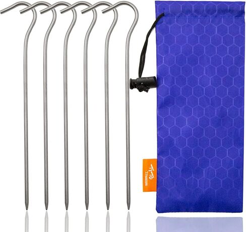 TITO Titanium Shepherd's Hook Tent Stakes أوتاد خيمة أوتاد أظافر بقطر 3.0 مم وطول 165 مم فقط 6.1 جم. (عبوة من 6 قطع) (فضي) in Kuwait