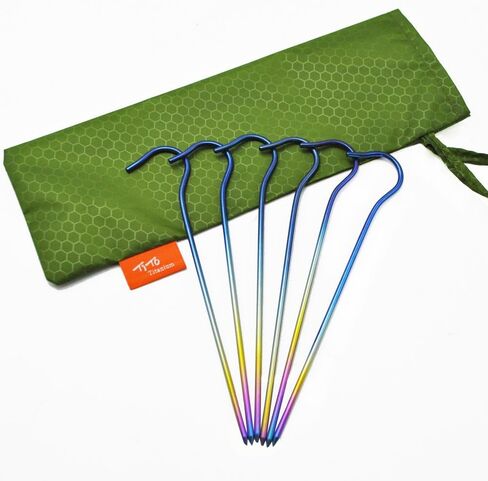 TITO Titanium Shepherd's Hook Tent Stakes أوتاد خيمة أوتاد أظافر بقطر 3.0 مم وطول 165 مم فقط 6.1 جم. (عبوة من 6 قطع) (فضي) in Kuwait