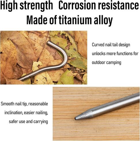 TITO Titanium Shepherd's Hook Tent Stakes أوتاد خيمة أوتاد أظافر بقطر 3.0 مم وطول 165 مم فقط 6.1 جم. (عبوة من 6 قطع) (فضي) in Kuwait