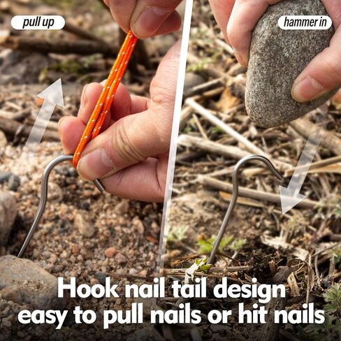 TITO Titanium Shepherd's Hook Tent Stakes أوتاد خيمة أوتاد أظافر بقطر 3.0 مم وطول 165 مم فقط 6.1 جم. (عبوة من 6 قطع) (فضي) in Kuwait