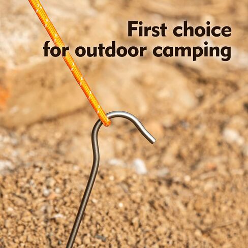 TITO Titanium Shepherd's Hook Tent Stakes أوتاد خيمة أوتاد أظافر بقطر 3.0 مم وطول 165 مم فقط 6.1 جم. (عبوة من 6 قطع) (فضي) in Kuwait
