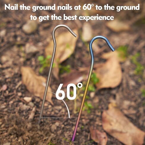 TITO Titanium Shepherd's Hook Tent Stakes أوتاد خيمة أوتاد أظافر بقطر 3.0 مم وطول 165 مم فقط 6.1 جم. (عبوة من 6 قطع) (فضي) in Kuwait