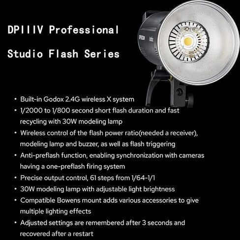Godox DP400III-V DP400IIIV 400Ws Studio Flash Light - Bowens Mount Photography Lighting مع المدمج في 2.4G نظام X اللاسلكي ومصباح النمذجة 30W لتصوير الصور في استوديو التصوير الفوتوغرافي in Saudi Arabia