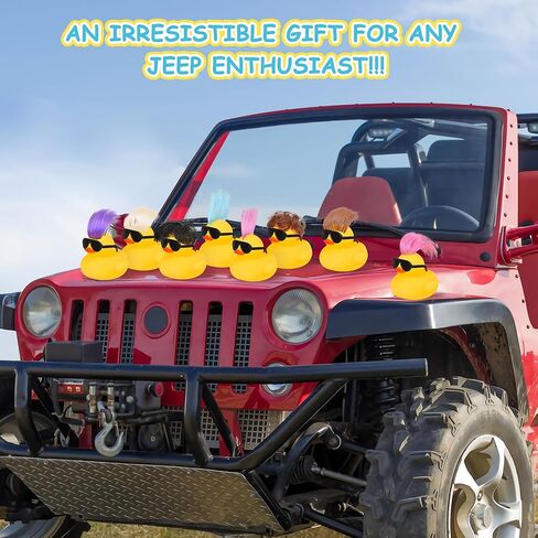 ألعاب حمام البط المطاطي مع شعر مستعار ونظارات شمسية وردية، 12 قطعة من البط المطاطي الصغير اللطيف والمضحك ألعاب حوض الاستحمام لهدايا أعياد الميلاد في الصيف وعطلة السباحة وحفلات البط البحرية (نمط عشوائي) in Kuwait