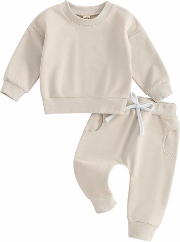 Tiaham Baby Boy Clothes Girl Outfits Fashion Sweatshirt Sweat Pant Kids Toddler Tops Pant Sets in Saudi Arabia