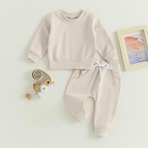 Tiaham Baby Boy Clothes Girl Outfits Fashion Sweatshirt Sweat Pant Kids Toddler Tops Pant Sets in Saudi Arabia