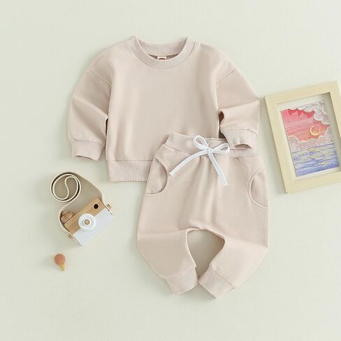 Tiaham Baby Boy Clothes Girl Outfits Fashion Sweatshirt Sweat Pant Kids Toddler Tops Pant Sets in Saudi Arabia