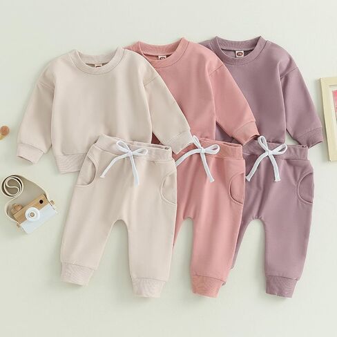 Tiaham Baby Boy Clothes Girl Outfits Fashion Sweatshirt Sweat Pant Kids Toddler Tops Pant Sets in Saudi Arabia