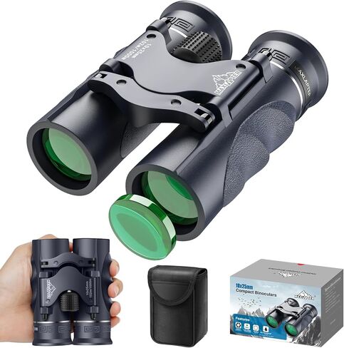 10x25 HD Binoculars for Adults Kids, Compact Binoculars with Case for Outdoor Sports, Hunting, Travel, Concerts, Bird Watching, Low Light Night Vision, BAK4 Prism, Roof Prism in Kuwait