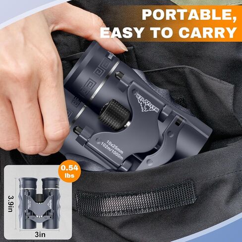 10x25 HD Binoculars for Adults Kids, Compact Binoculars with Case for Outdoor Sports, Hunting, Travel, Concerts, Bird Watching, Low Light Night Vision, BAK4 Prism, Roof Prism in Kuwait