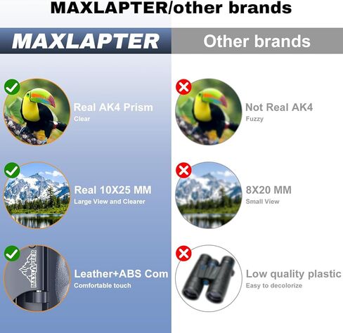 10x25 HD Binoculars for Adults Kids, Compact Binoculars with Case for Outdoor Sports, Hunting, Travel, Concerts, Bird Watching, Low Light Night Vision, BAK4 Prism, Roof Prism in Kuwait