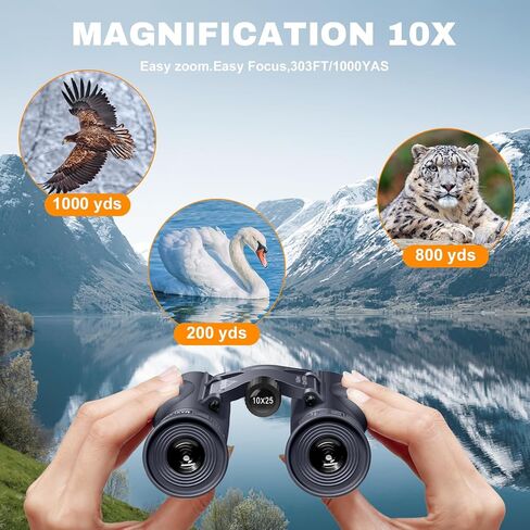 10x25 HD Binoculars for Adults Kids, Compact Binoculars with Case for Outdoor Sports, Hunting, Travel, Concerts, Bird Watching, Low Light Night Vision, BAK4 Prism, Roof Prism in Kuwait